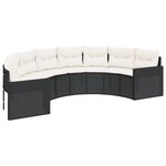 vidaXL Salon de jardin 3 Pièces demi-rond noir résine tressée