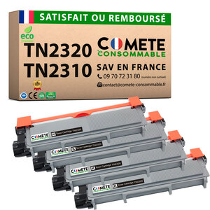 TN2320 - Pack de 4 Toners Compatibles avec Brother TN2320 Noir - Entreprise française