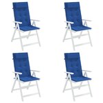 vidaXL Coussins de chaise à dossier haut lot de 4 bleu royal