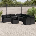 vidaXL Salon de jardin 11 Pièces avec coussins noir résine tressée