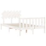 vidaXL Cadre de lit avec tête de lit blanc double bois massif