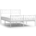 vidaXL Cadre de lit métal avec tête de lit/pied de lit blanc 140x190cm