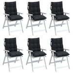 vidaXL Coussins de chaise à dossier bas lot de 6 noir tissu oxford