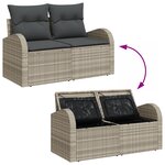 Ensemble de canapé de jardin 6 pièces avec coussins Gris clair Poly Rattan