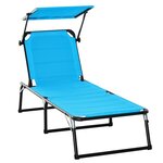 Bain de soleil transat pliable grand confort dossier pare-soleil réglables multi-positions alu. textilène bleu