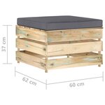 vidaXL Salon de jardin 5 Pièces avec coussins Bois imprégné de vert