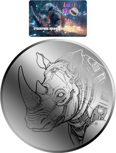 Monnaie RHINO Cyberpunk 1/1000 Oz Palladium 12$ Liberia 2026 (PRÉCOMMANDE)