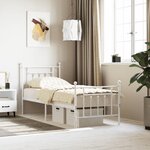 vidaXL Cadre de lit métal avec tête de lit/pied de lit blanc 75x190 cm