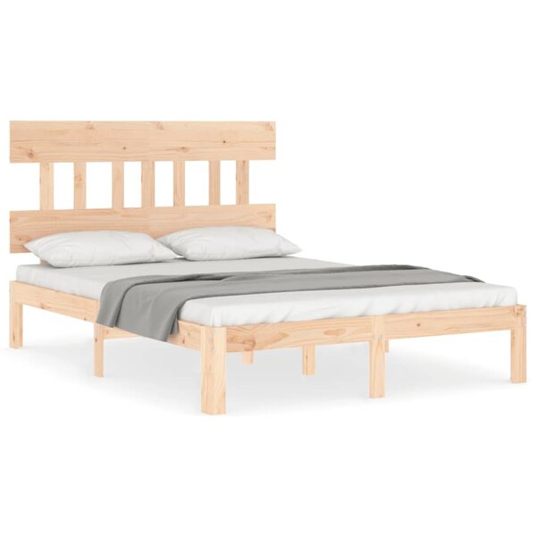 vidaXL Cadre de lit avec tête de lit 140x200 cm bois massif