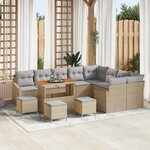 Ensemble de Canapé de Jardin vidaXL de 13 pièces avec Coussins Beige Poly Rattan Acacia