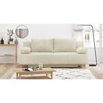 Banquette convertible 3 places MIKA - Velours côtelé Beige - Coffre de rangement - 192 x 84 x 93 cm