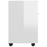 vidaXL Armoire latérale avec roues Blanc brillant Bois d'ingénierie
