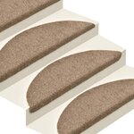 vidaXL Tapis d'escalier autocollants 15 Pièces Crème 65x21x4cm Aiguilleté