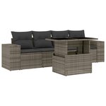 vidaXL Salon de jardin 5 Pièces avec coussins gris résine tressée