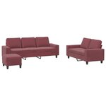 vidaXL Ensemble de canapés 3 Pièces rouge bordeaux tissu