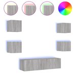vidaXL Unités murales TV avec LED 6 Pièces gris sonoma bois d'ingénierie