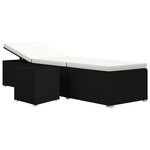 vidaXL Chaise longue avec coussin et table à thé rotin Blanc crème