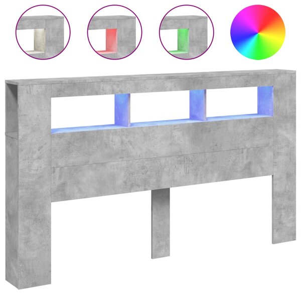 vidaXL Tête de lit à LED gris béton 180x18 5x103 5cm bois d'ingénierie