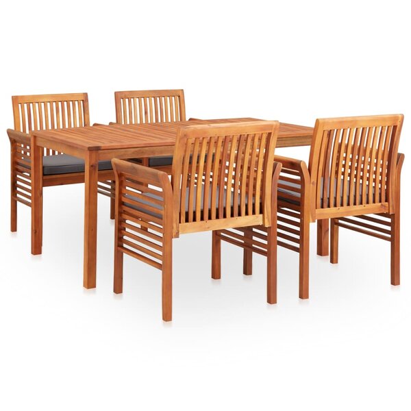 vidaXL Mobilier à dîner d'extérieur 5 Pièces et coussins Acacia solide
