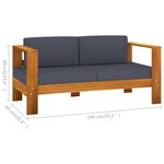 vidaXL Salon de jardin 9 Pièces avec coussins gris foncé Bois d'acacia