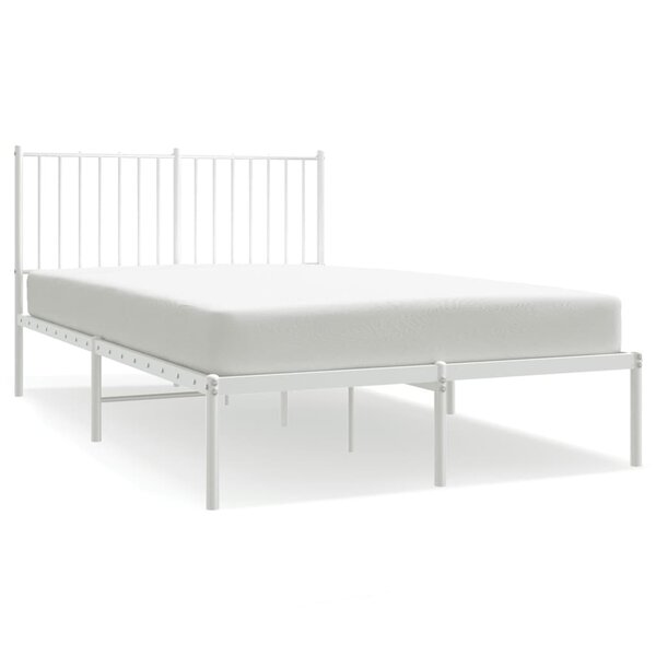 vidaXL Cadre de lit métal avec tête de lit blanc 120x190 cm