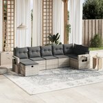 vidaXL Salon de jardin avec coussins 7 Pièces gris clair résine tressée