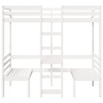 vidaXL Lit mezzanine avec bureau et chaises blanc 90x200 cm pin massif
