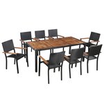 vidaXL Mobilier d'extérieur 9 Pièces Résine tressée et bois d'acacia Noir