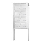 Bloc collectif Leabox, 2x4, grade 3, simple face, Extérieur, fixation sur pieds à sceller, Blanc neige  RAL 9016 finition brillante