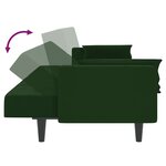 vidaXL Canapé-lit à 2 places avec deux oreillers Vert foncé Velours