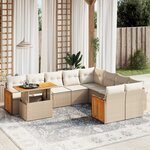 vidaXL Salon de jardin avec coussins 10 Pièces beige résine tressée