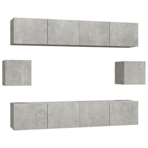 vidaXL Ensemble de meubles TV 6 Pièces Gris béton Bois d'ingénierie