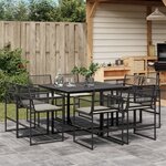 vidaXL Ensemble à manger de jardin 9Pièces coussins noir résine tressée