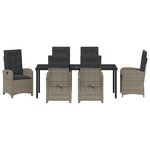 vidaXL Ensemble de Salle à Manger de Jardin 7 Pièces avec Coussins en Rattan Poly Gris