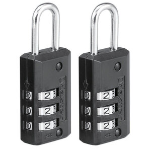 Pack de 2 Cadenas à Combinaison avec Corp en Zinc Noir 6 3 x 2 x 1 cm