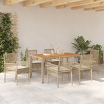 vidaXL Ensemble de salle à manger de jardin 7 pièces avec coussins Beige Poly Rotin