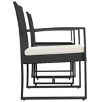 vidaXL Ensemble à manger de jardin avec coussins 3 Pièces noir rotin PP