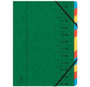 Trieur, A4, carton, 12 compartiments, vert EXACOMPTA