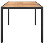 vidaXL Table de jardin 150x90x75 cm Résine tressée et bois acacia Noir