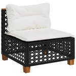 vidaXL Salon de jardin 7 Pièces avec coussins noir résine tressée