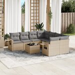 vidaXL Salon de jardin avec coussins 9 Pièces beige résine tressée