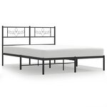 vidaXL Cadre de lit métal avec tête de lit noir 120x190 cm