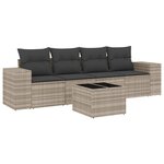 vidaXL Salon de jardin 5 Pièces avec coussins gris clair résine tressée