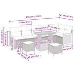 Ensemble de canapé de jardin 9 pièces avec coussins Beige Rattan Acacia