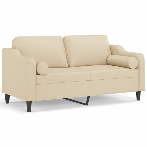 vidaXL Canapé 2 places avec oreillers décoratifs crème 140 cm tissu
