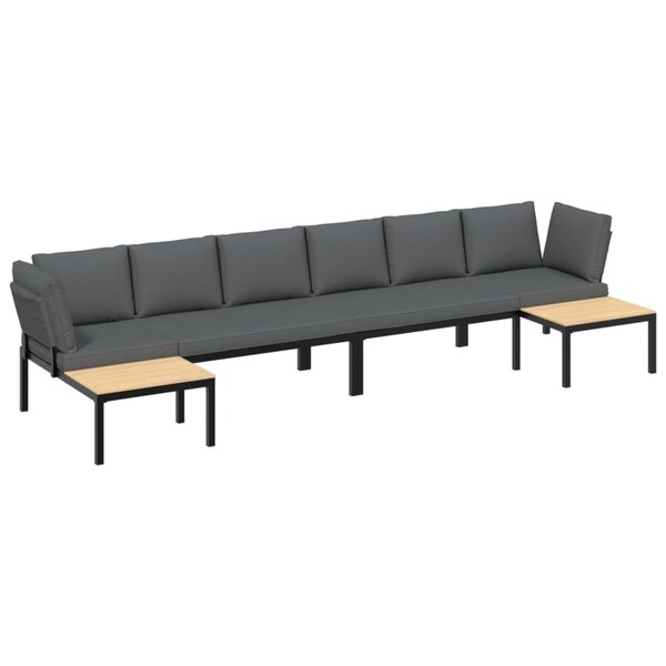 vidaXL Salon de jardin 4 Pièces avec coussins noir aluminium