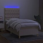 vidaXL Sommier à lattes de lit et matelas et LED Crème 100x200cm Tissu