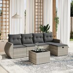 vidaXL Salon de jardin 6 Pièces avec coussins gris clair résine tressée