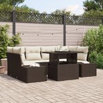 vidaXL Ensemble de canapés de jardin 7 pièces avec coussins en rattan poly marron