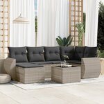 vidaXL Salon de jardin avec coussins 7 Pièces gris clair résine tressée